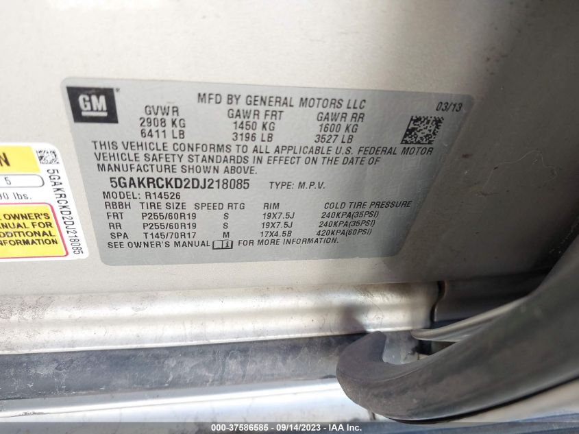 2013 BUICK ENCLAVE LEATHER - 5GAKRCKD2DJ218085