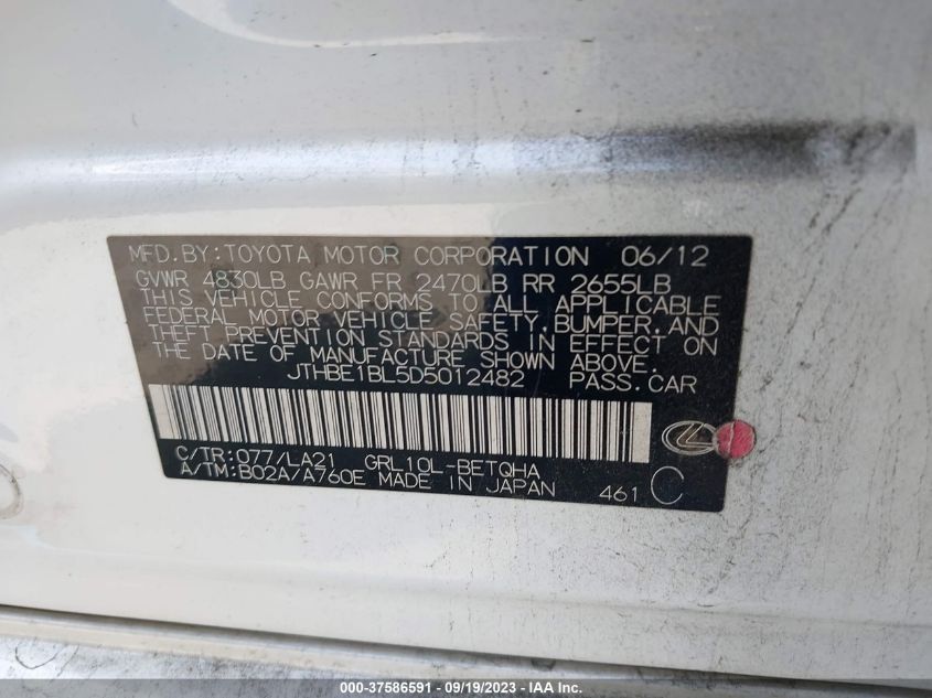 2013 LEXUS GS 350 - JTHBE1BL5D5012482