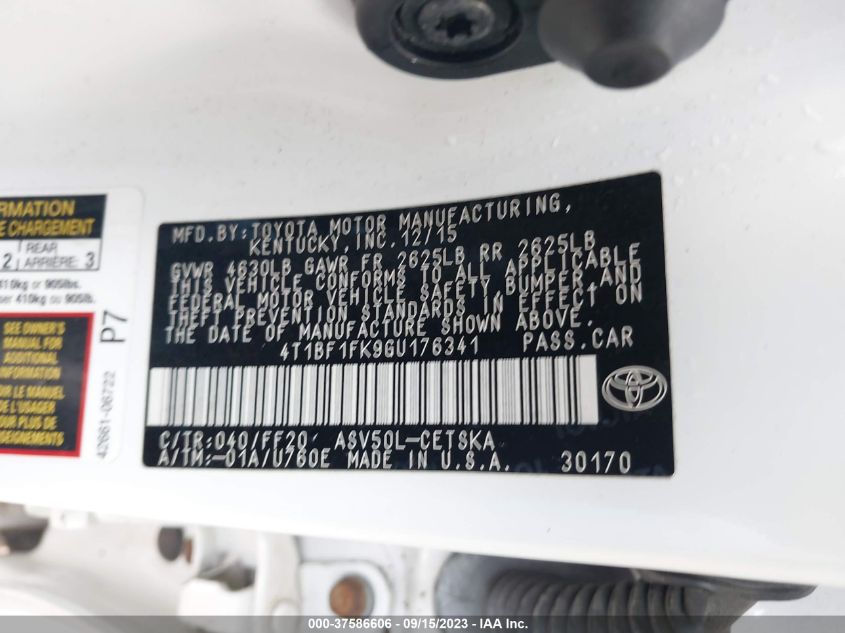 2016 TOYOTA CAMRY XLE/SE/LE/XSE - 4T1BF1FK9GU176341