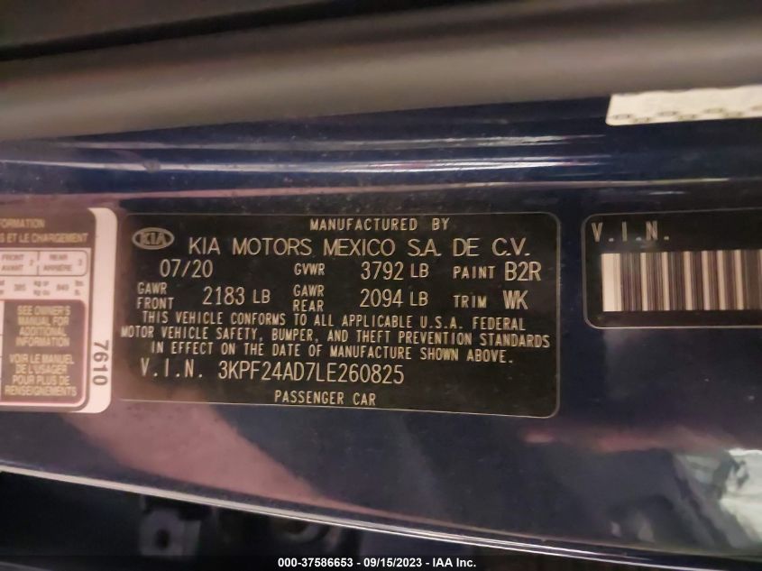 2020 KIA FORTE LXS - 3KPF24AD7LE260825