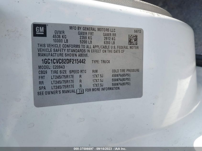2013 CHEVROLET SILVERADO 2500HD WORK TRUCK - 1GC1CVC82DF215442