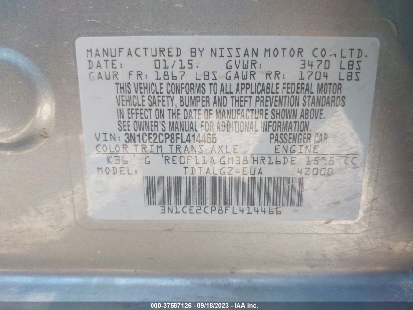 2015 NISSAN VERSA NOTE SR - 3N1CE2CP8FL414466