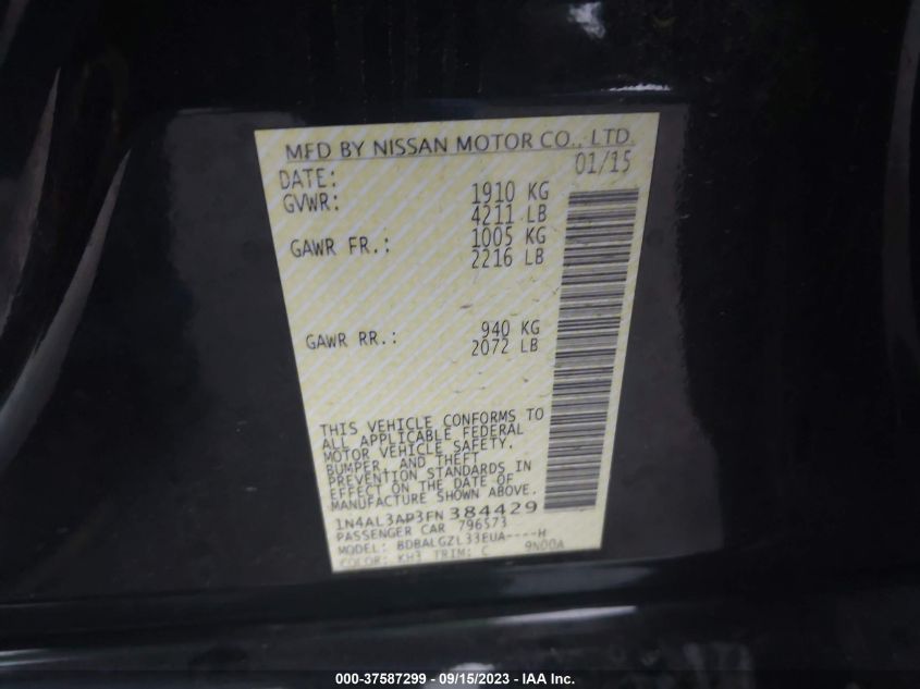 2015 NISSAN ALTIMA 2.5 S - 1N4AL3AP3FN384429