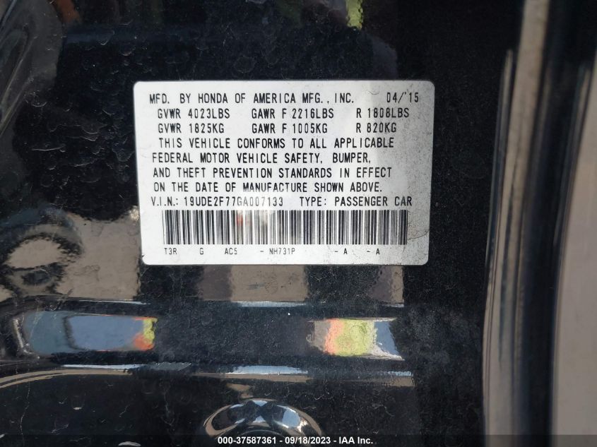2016 ACURA ILX W - 19UDE2F77GA007133