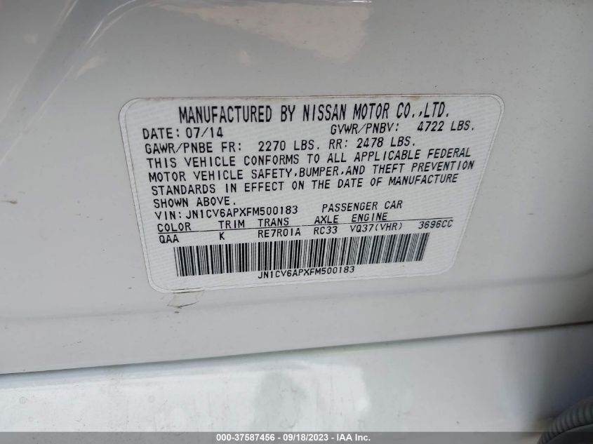 2015 INFINITI Q40 JN1CV6APXFM500183