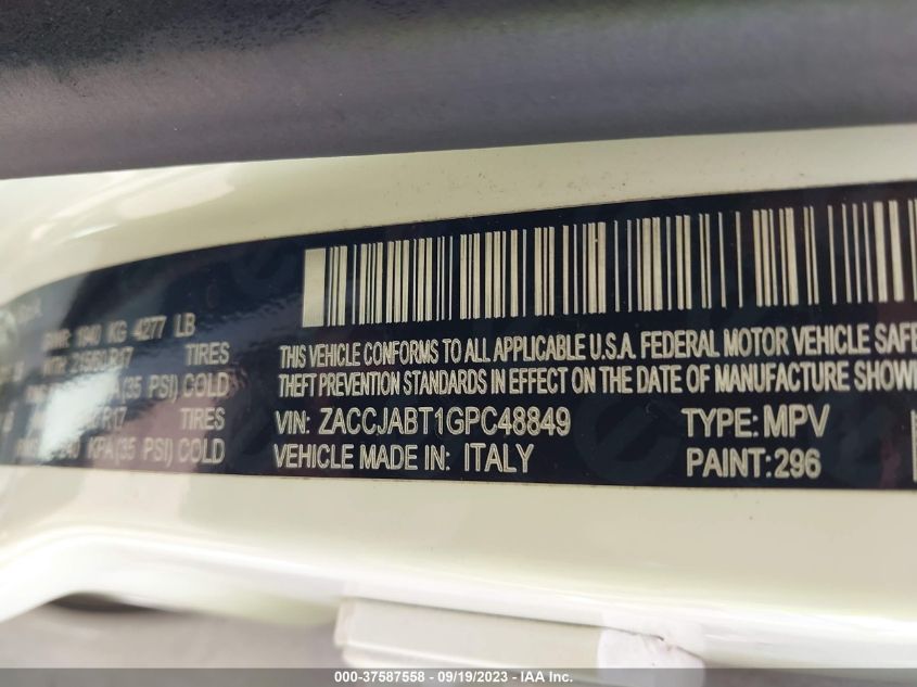 2016 JEEP RENEGADE LATITUDE - ZACCJABT1GPC48849
