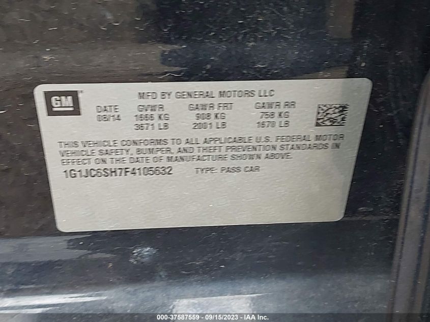 2015 CHEVROLET SONIC LT - 1G1JC6SH7F4105632