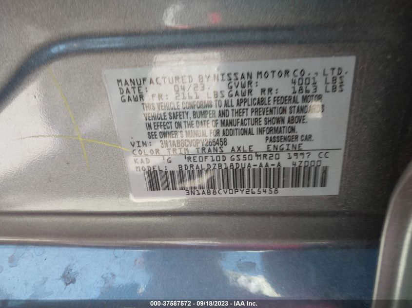 2023 NISSAN SENTRA SV - 3N1AB8CV0PY265458