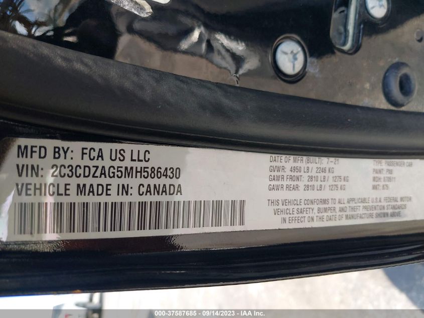 2021 DODGE CHALLENGER SXT - 2C3CDZAG5MH586430