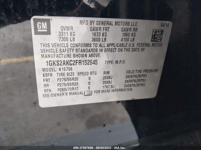 2015 GMC YUKON SLE - 1GKS2AKC2FR152645