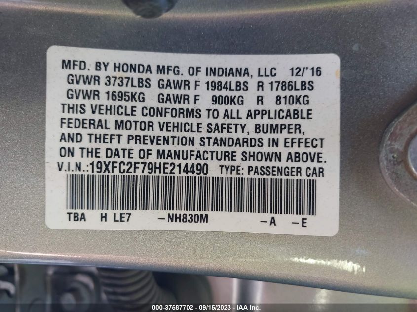 2017 HONDA CIVIC SEDAN EX - 19XFC2F79HE214490