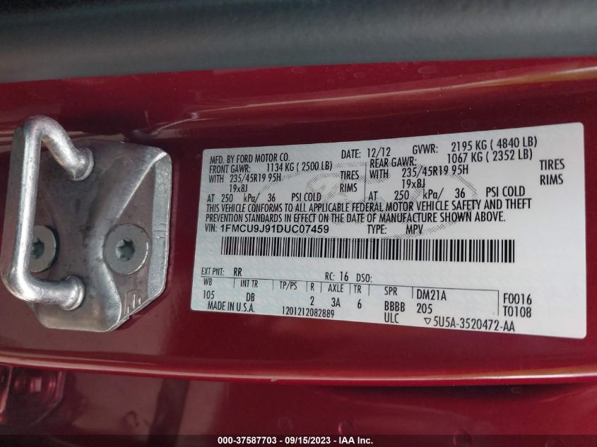 2013 FORD ESCAPE TITANIUM - 1FMCU9J91DUC07459