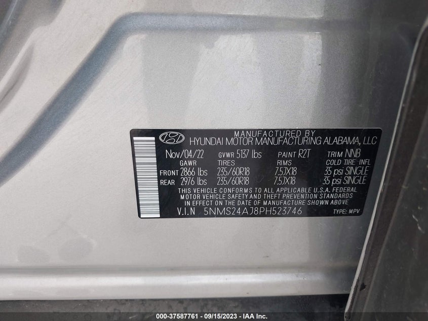 VIN 5NMS24AJ8PH523746 2023 HYUNDAI SANTA FE SEL