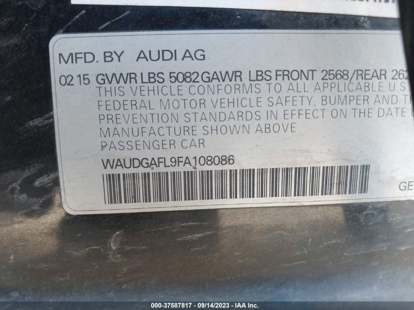 WAUDGAFL9FA108086 2015 AUDI S4, photo no. 9