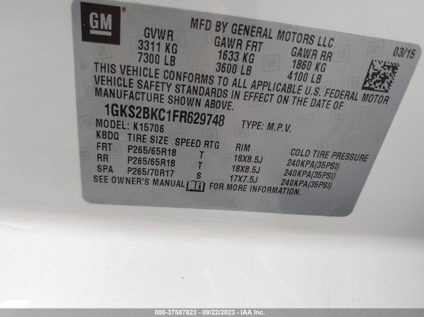 2015 GMC YUKON SLT - 1GKS2BKC1FR629748