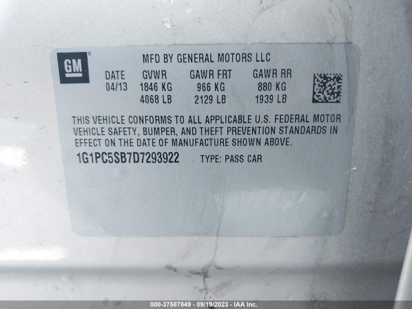 2013 CHEVROLET CRUZE 1LT - 1G1PC5SB7D7293922