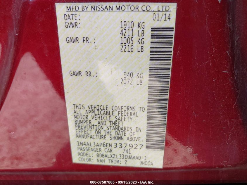 2014 NISSAN ALTIMA 2.5 SL - 1N4AL3AP6EN337927