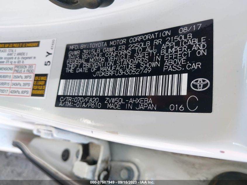 2017 TOYOTA PRIUS TWO/TWO ECO/THREE - JTDKBRFU3H3052749