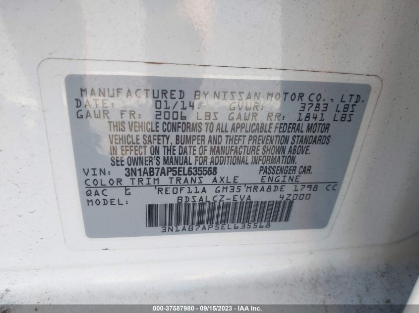2014 NISSAN SENTRA S - 3N1AB7AP5EL635568