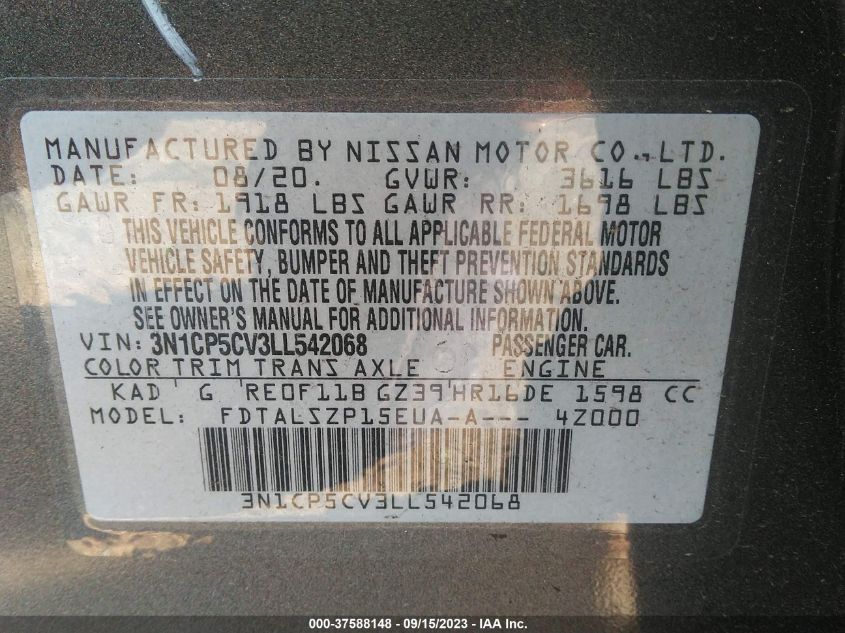 2020 NISSAN KICKS SV - 3N1CP5CV3LL542068