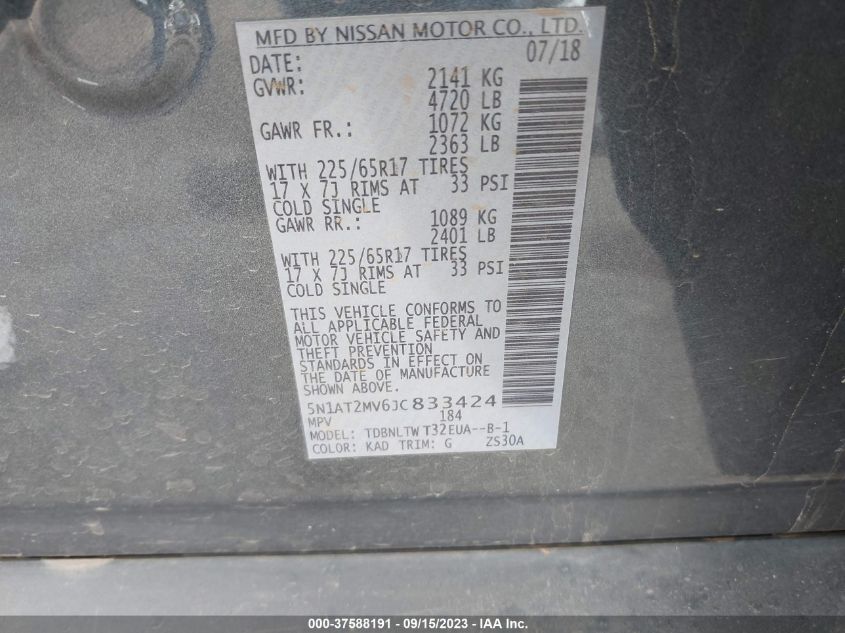 2018 NISSAN ROGUE SV - 5N1AT2MV6JC833424