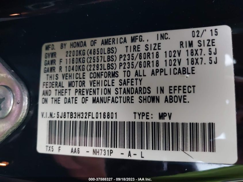 2015 ACURA RDX - 5J8TB3H32FL016801
