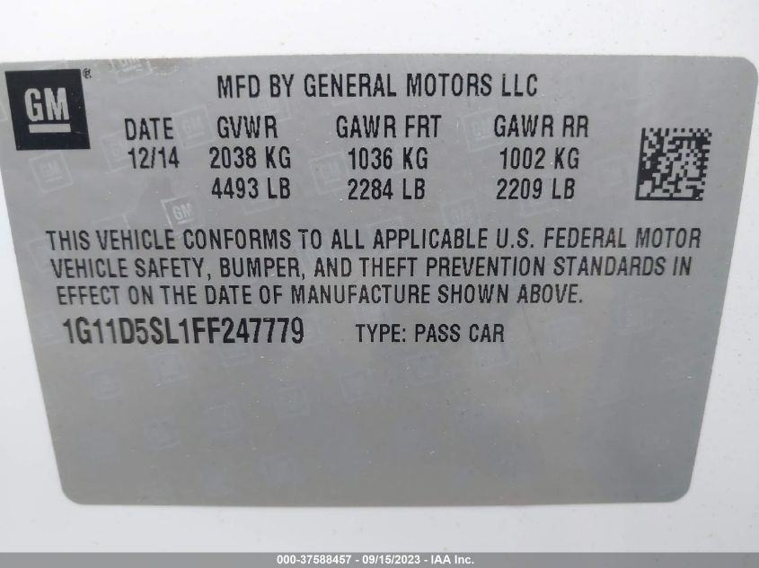 2015 CHEVROLET MALIBU LT - 1G11D5SL1FF247779