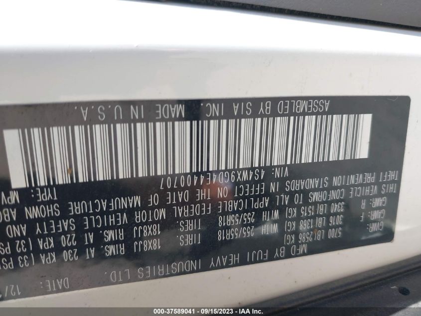 2014 SUBARU TRIBECA LIMITED - 4S4WX9GD4E4400707