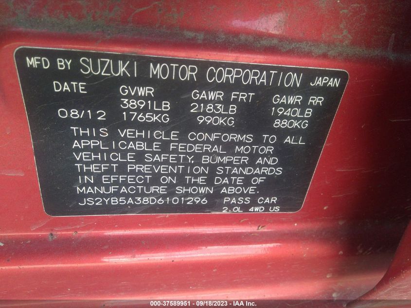 2013 SUZUKI SX4 CROSSOVER - JS2YB5A38D6101296