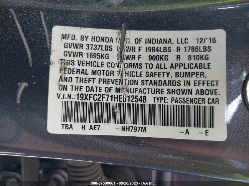 2017 HONDA CIVIC SEDAN EX - 19XFC2F71HE012548