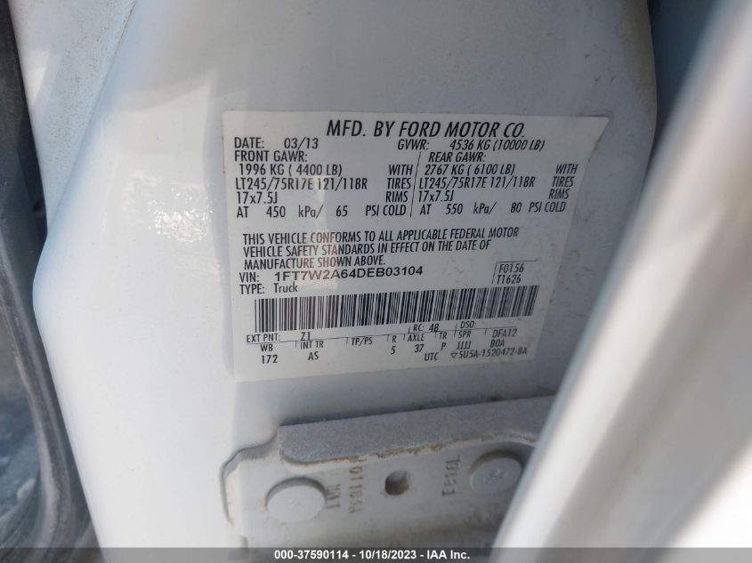 2013 FORD SUPER DUTY F-250 SRW XL/XLT/LARIAT/KING RANCH - 1FT7W2A64DEB03104