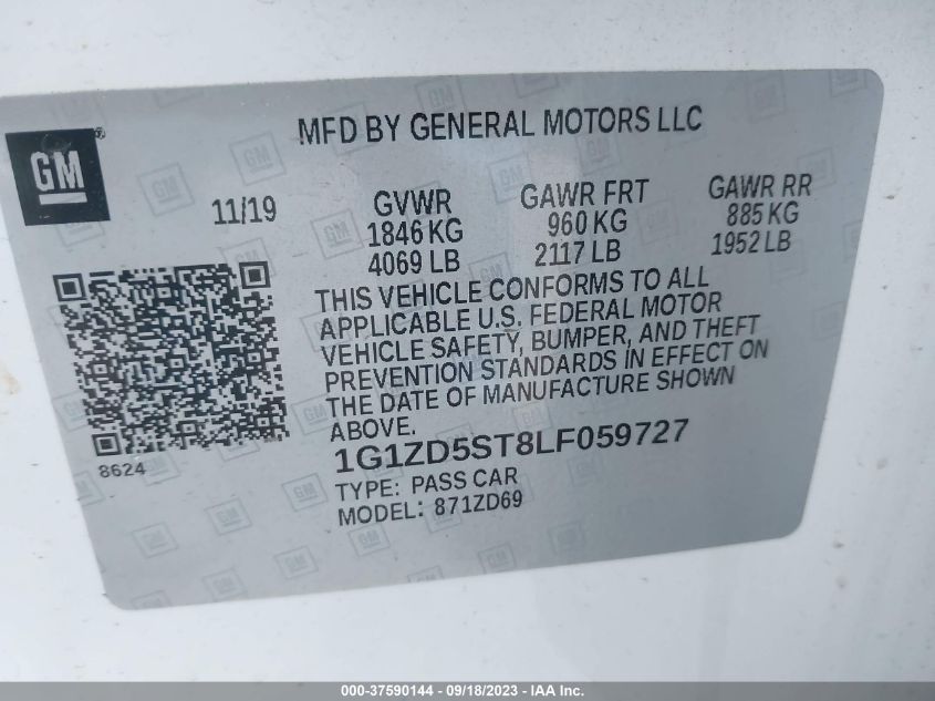 2020 CHEVROLET MALIBU LT 1G1ZD5ST8LF059727