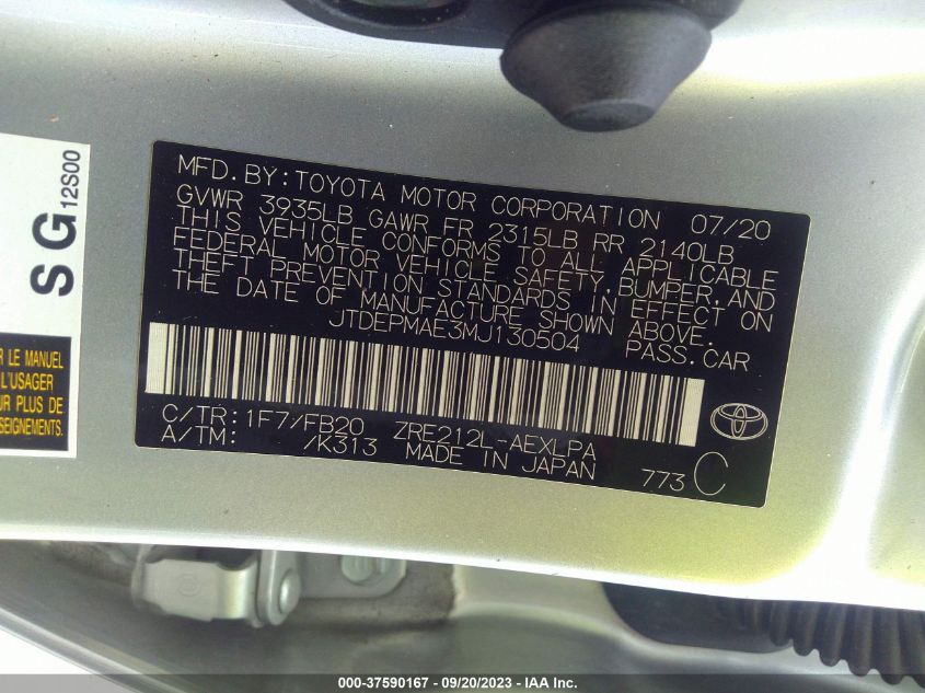 2021 TOYOTA COROLLA LE - JTDEPMAE3MJ130504