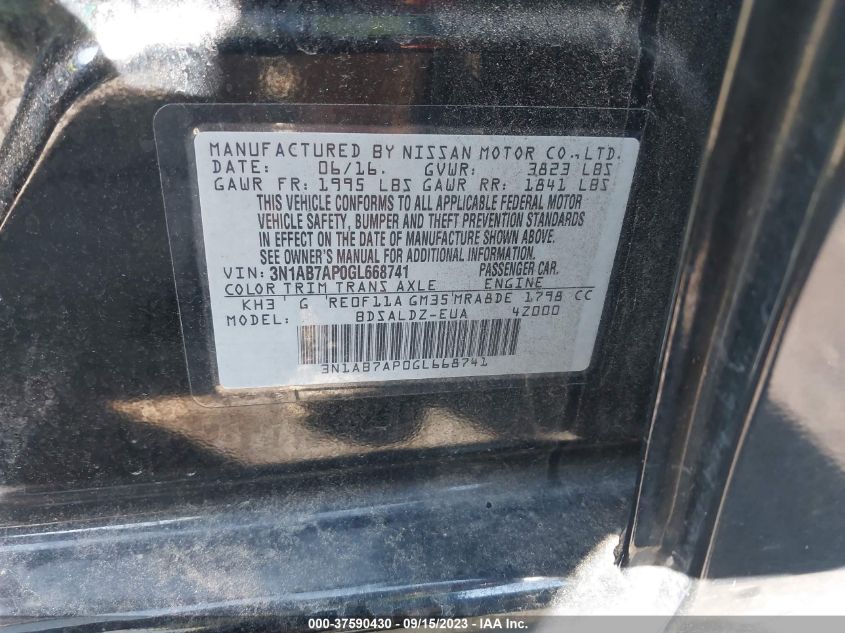 2016 NISSAN SENTRA SV - 3N1AB7AP0GL668741