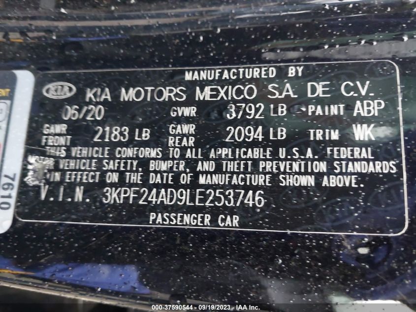 2020 KIA FORTE LXS - 3KPF24AD9LE253746