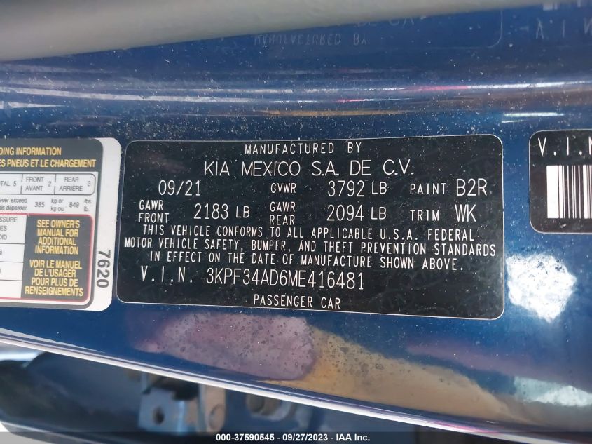 3KPF34AD6ME416481 Kia Forte GT-LINE 9