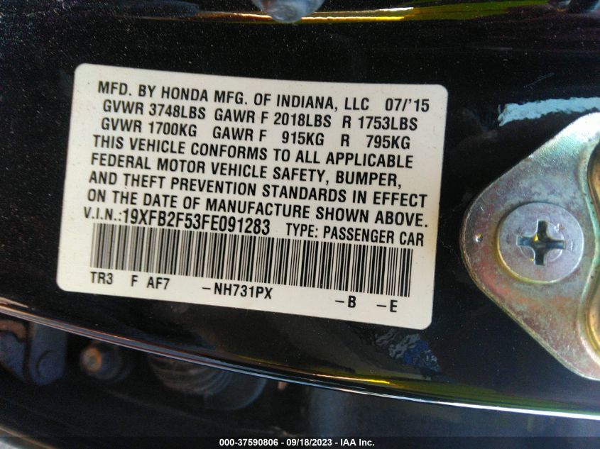 2015 HONDA CIVIC SEDAN LX - 19XFB2F53FE091283