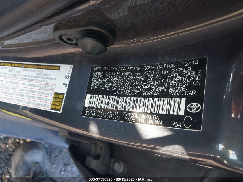2015 TOYOTA PRIUS FOUR - JTDKN3DU7F1909848