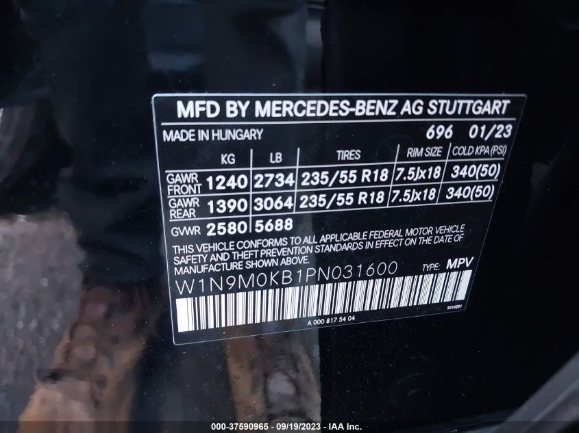 W1N9M0KB1PN031600 Mercedes-Benz EQB   9