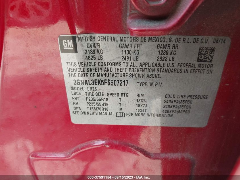 2015 CHEVROLET CAPTIVA SPORT FLEET LT 3GNAL3EK5FS507217