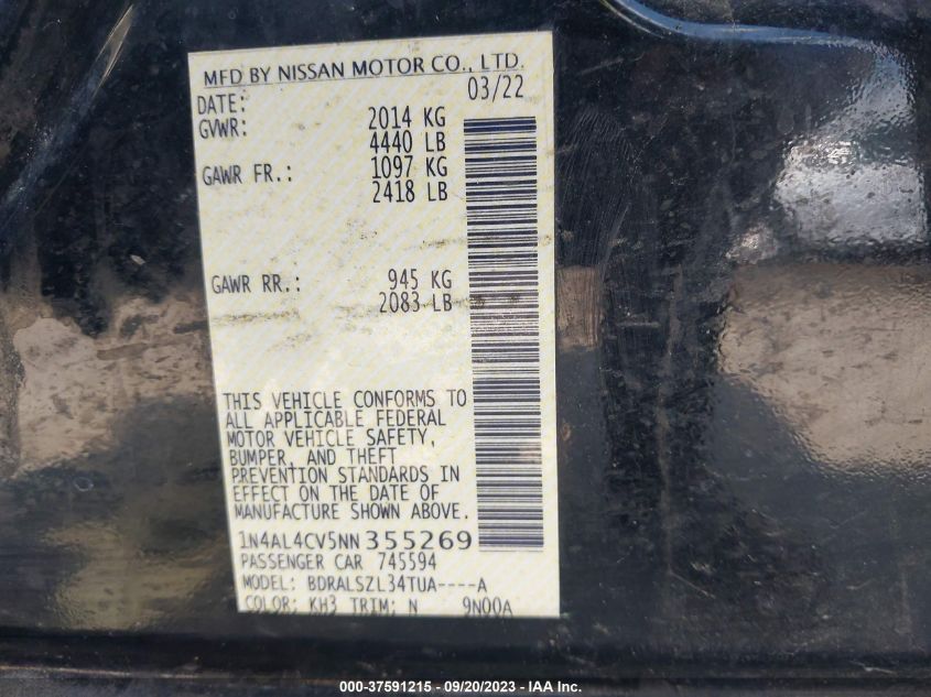2022 NISSAN ALTIMA 2.0 SR - 1N4AL4CV5NN355269