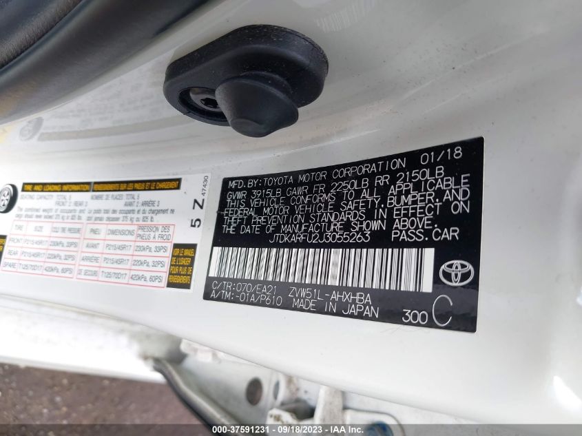 2018 TOYOTA PRIUS TWO/TWO ECO/THREE - JTDKARFU2J3055263