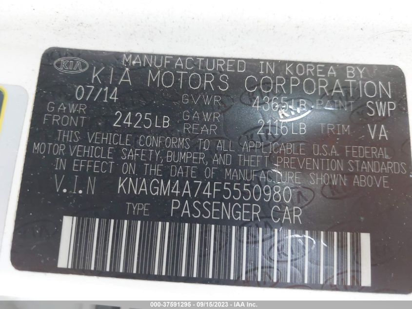 2015 KIA OPTIMA LX - KNAGM4A74F5550980