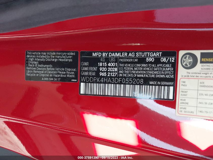 2013 MERCEDES-BENZ SLK-CLASS SLK 250 WDDPK4HA3DF055208
