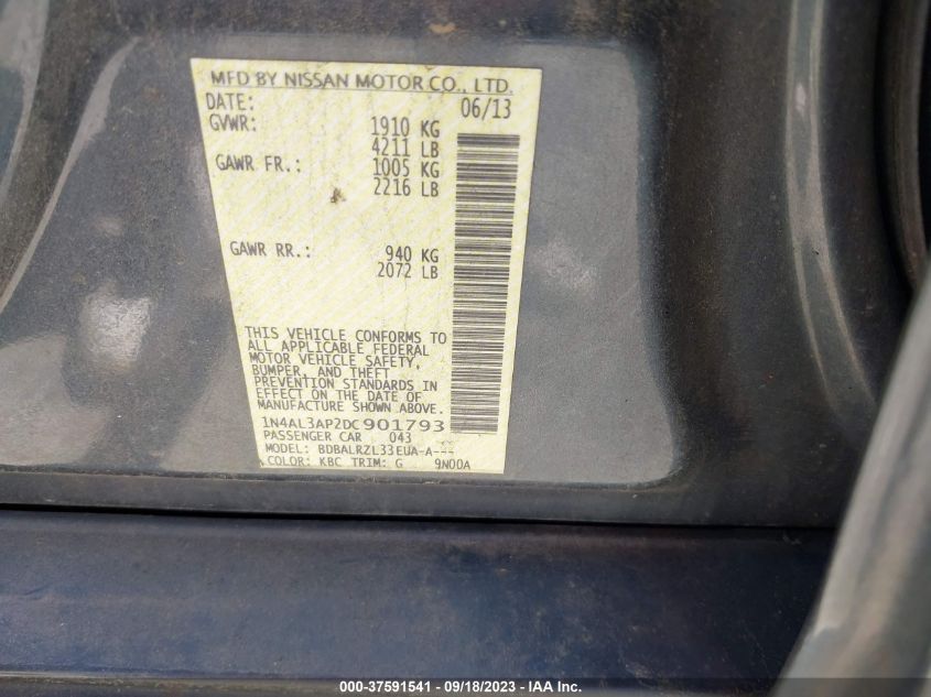 2013 NISSAN ALTIMA 2.5 S - 1N4AL3AP2DC901793