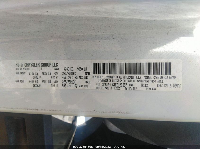 2014 RAM PROMASTER 3500 HIGH ROOF - 3C6URVJG1EE108357