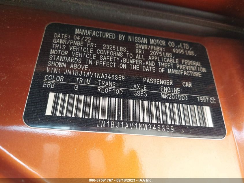 2022 NISSAN ROGUE SPORT S - JN1BJ1AV1NW346359