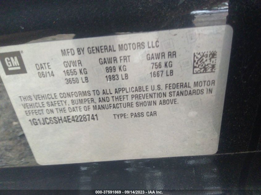 2014 CHEVROLET SONIC LT - 1G1JC6SH4E4228741
