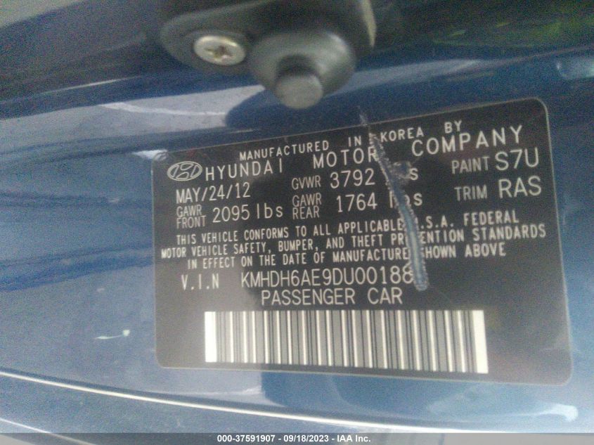 2013 HYUNDAI ELANTRA COUPE SE - KMHDH6AE9DU001889