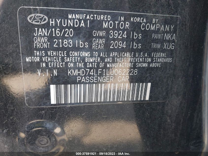 2020 HYUNDAI ELANTRA SE - KMHD74LF1LU062228